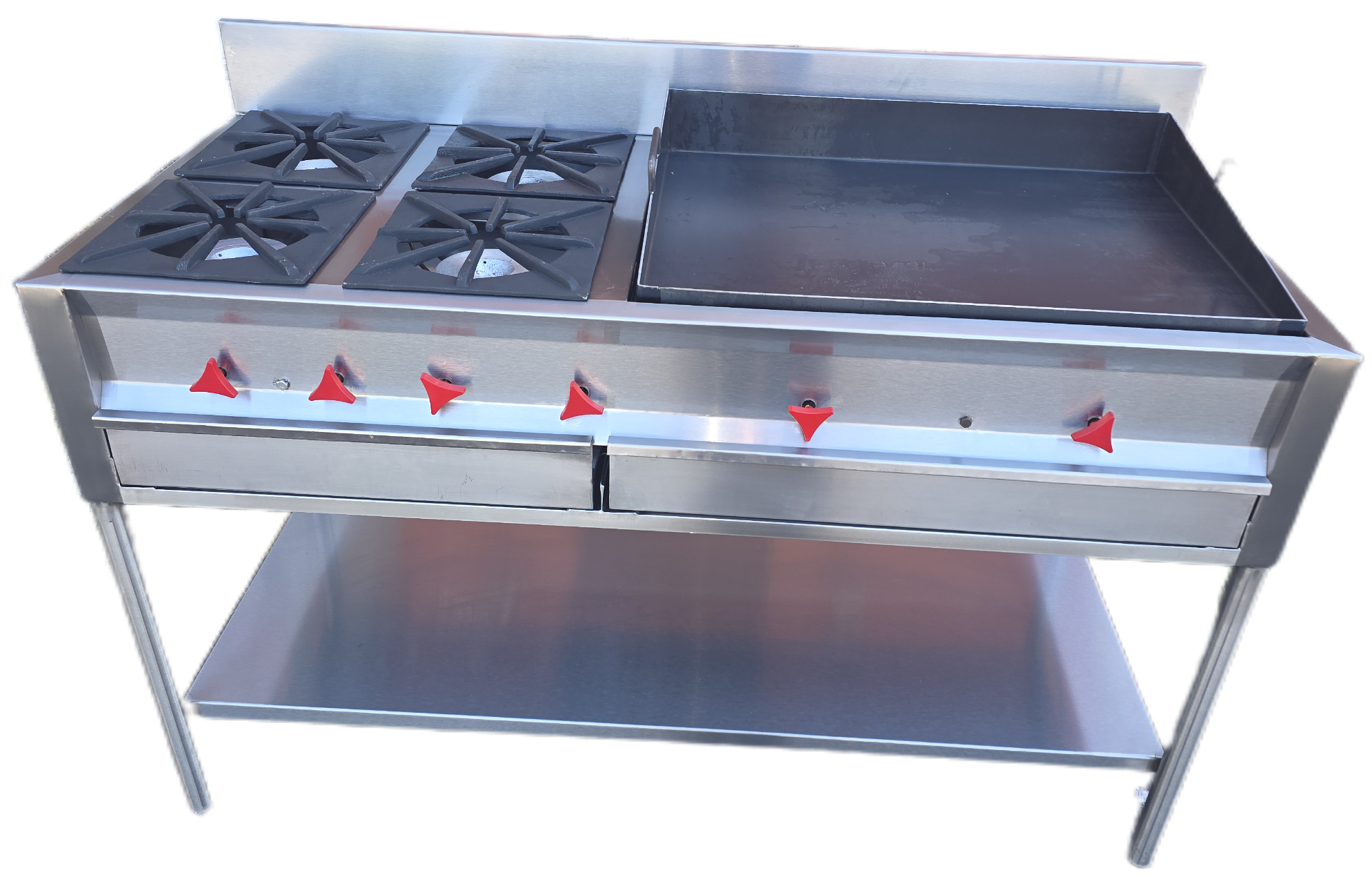 Estufa de 4 quemadores y plancha